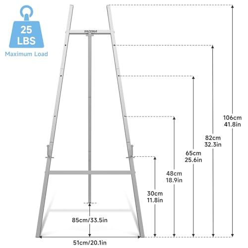 Easel Stand for Sign, Metal Display Easel with Adjustable Chain,Silver | Heavy Duty 4-Tier Height Art Easel for Painting for Painting, Wedding, Posters & Commercial Display - color: Sliver