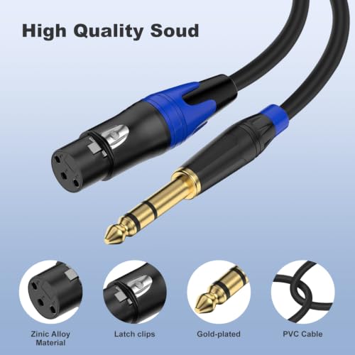 (2Pack / 10 FT) XLR to 1/4 TRS Stereo Adapter,XLR Female to 1/4 Inch (6.35mm) Balanced Microphone Stereo Audio Converter AdapterCable for Mixer Microphone Active Speakers - color: 10 feet-2Pack