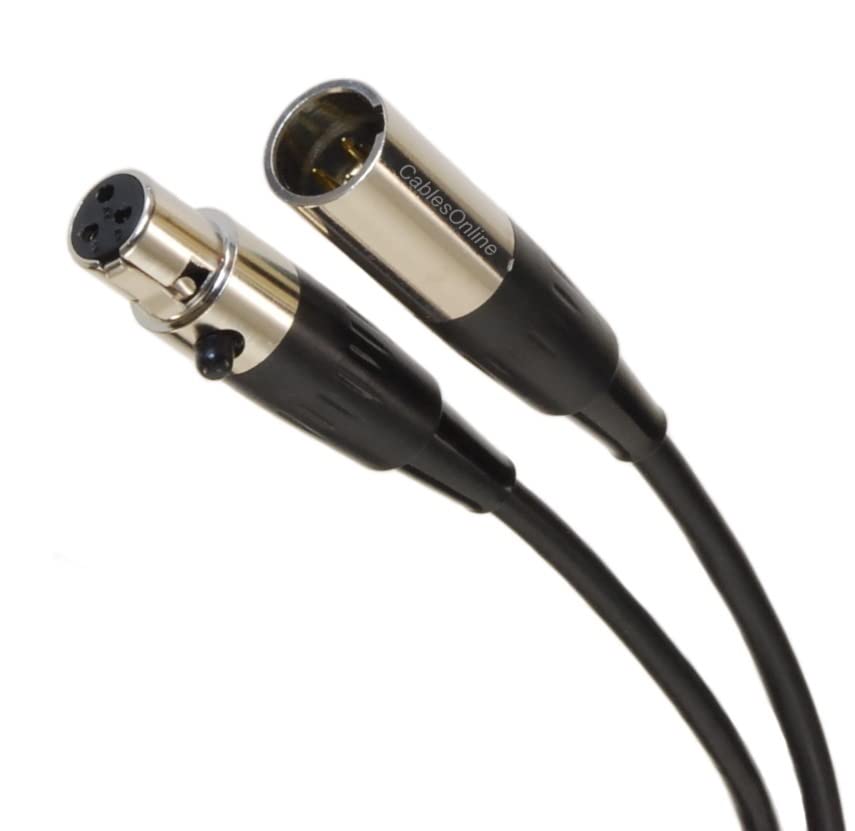 CablesOnline 6-inches Mini-XLR 3-Pin Male to Mini-XLR 3-Pin Female Pro Microphone Cable, XM-000 - size: 0.5-ft
