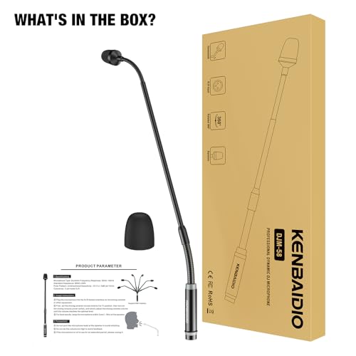 Gooseneck Microphone 23 Inch DJ Mic Professional Dynamic Bob Barker Microphone for Audio Mixer,Dedicated Disc,Shouting,KTV Bar,Podium,Conference,Metal Supports 360°Rotation,Bending,3-pin XLR - size: 23 Inch