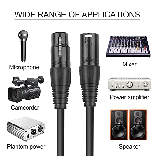 XLR Cables, DMX Cable Male to Female (2Pack), XLR Microphone Cable 4ft/1.2m, Light DMX Terminator 3 Pin Connector - color: 1M-2pack