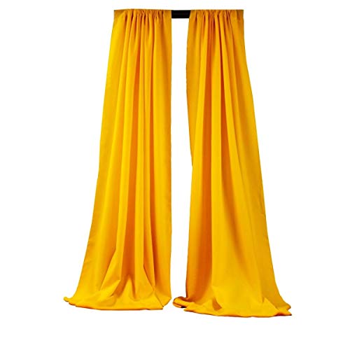 New Creations Fabric & Foam Inc, 5 Feet Wide by 10 Feet High Polyester Poplin Backdrop/Drape Curtain with 4" Rod Pocket on top, 1 Pair (Dark Yellow) - color: Dark Yellow