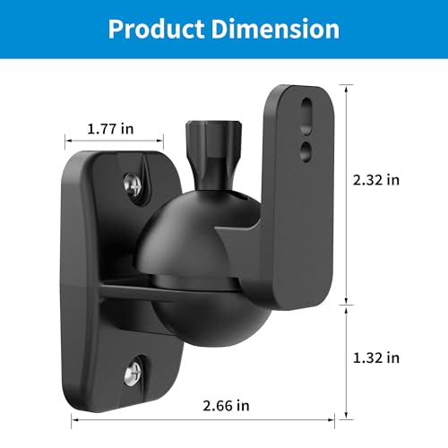 PlusAcc Speaker Wall Mount, Surround Speakers Brackets, 4 Pack, Black | 20° Tilt & 80° Swivel, Adjustable Mounting Bookshelf Shelf for Home Theater, Hold up to 8 lbs - color: Black, size: 4 Pack