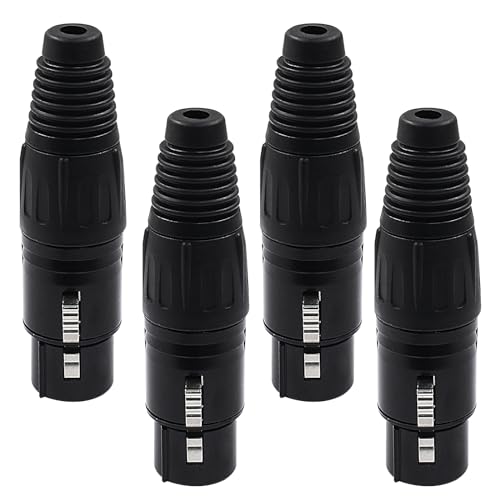 Hordion 4 Pin XLR Female Connector Mic Plug Adapter, 4PCS XLR Cable End - color: 4 Pin Female