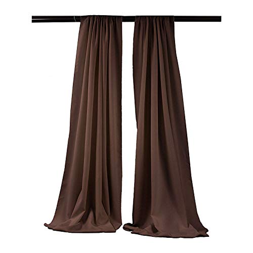 New Creations Fabric & Foam Inc, 5 Feet Wide by 9 Feet High Polyester Backdrop Drape Curtain Panel (2 Panels 5 Ft Wide x 9 Ft High) (Brown) - color: Brown