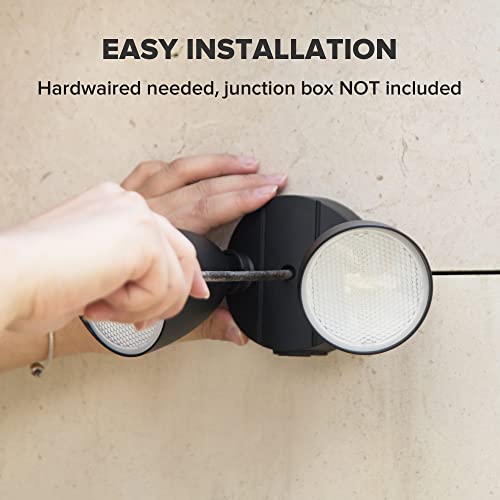 UME 2-Packs 2500 Lumen 32 Watt 28 LED Dual-Head Floodlight Outdoor, Full Metal Design, Waterproof Exterior Security Wall Light 5000K for Patio, Garden, Yard-Black - color: Black