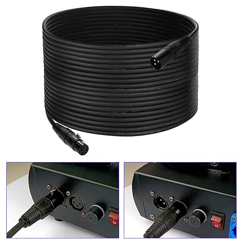 DMX Cable 50 ft, 2 Pack Flexible 3 Pin Signal XLR Male to Female DMX Wire - color: 50 FT DMX Cable 2 Pack