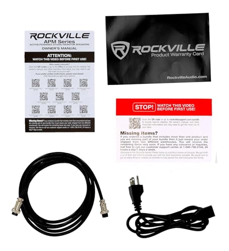 Rockville APM8B Powered USB Studio Monitor Speaker Pair in Black, 8", 2-Way, 500W, EQ, MDF Wood, RCA/XLR, Perfect for Studios, Recording, Music | 400W Peak / 200W RMS, Class D Amp, RCA In/Out, Crossover/Phase/Volume Control, Front Port, MDF Enclosure, Aut