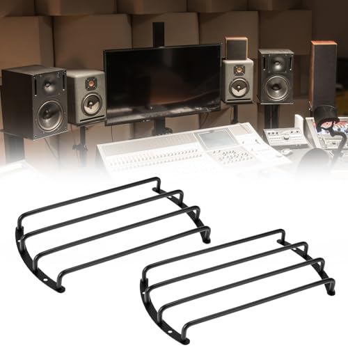 QWORK Speaker Grill Cover Set, 2 Pcs 10" Metal Bar Grille Audio, 4 Bars Speaker Subwoofer Grill Grille Cover, Compatible with Most Round Car Audio Subwoofers