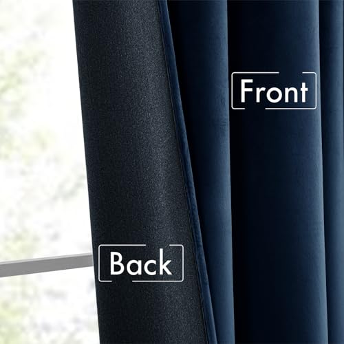 MIULEE Navy Blue Velvet Pinch Pleat Blackout Curtains W52 X L96 Inches - color: Navy Blue, size: 52"W x 96"L (Pack of 2)