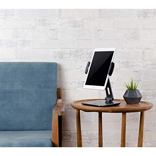 KABCON Tablet Stand,Tightness Adjustable Aluminum Alloy Tablet Stand for Desk, 360° Swivel Foldable Tablets Stands Dock for 4''-14''Tablets/Phone, iPad Series,Samsung Galaxy Tabs,Kindle Fire,Etc. - color: Grey