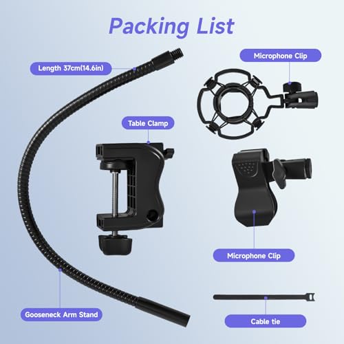 2-in-1 Podium Microphone Holder & Mic Holder -13.78" Flexible Gooseneck Desktop Mic Stands Holder for Lectern Podium Podcast Meetings Lectures Pulpit Streaming Gaming Studio (Upgrade) - color: Wall & Desk Clamp