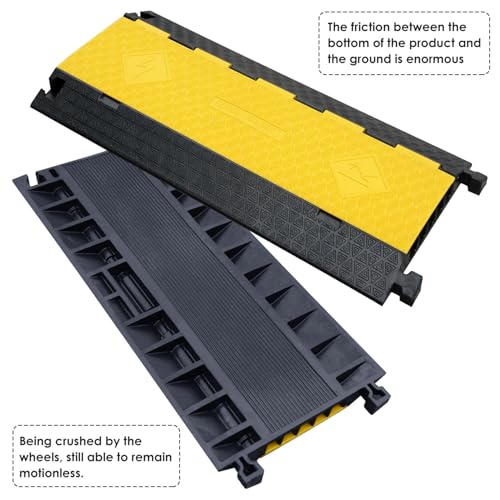 5-Channel Extensible Cable Protector Ramp, Floor Cord Cover - size: 5-Channel (2 Pack)