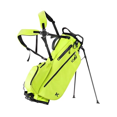 KVV Lightweight Golf Stand Bag with 7 Way Full-Length Dividers, 5 Zippered Pockets, Automatically Adjustable Dual Straps,Elegant Design - color: Lime