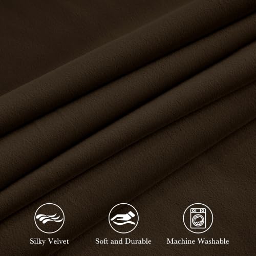 PONY DANCE Brown Velvet 100% Blackout Curtains 84 inches Long for Bedroom - color: Brown, size: 52"W x 84"L (Pack of 2)