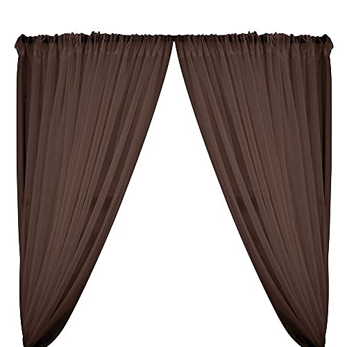 Fire Retardant Resistant, Sheer Voile Chiffon Fabric Draping Panels | Voile Fabric - 120" Wide | Use for Backdrop Curtain 10 Feet Wide (2 Panels 5 Feet Wide x 8 Feet Long, Brown)