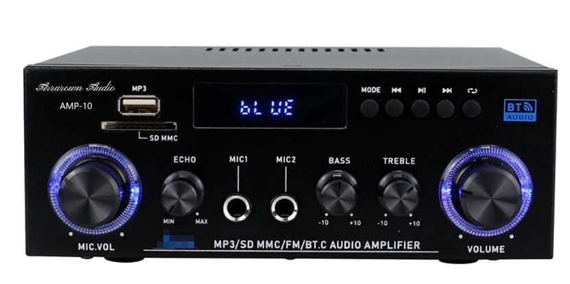 AMP 10 Bluetooth Amplifier, Home Stereo Receiver with FM, 2CH - color: Black