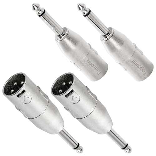 1/4" TS to XLR Adapter 4-Pack - 6.35mm 1/4" TS Male to XLR Connector - color: TS 6.35mm Male to XLR Male, size: 4 Pack