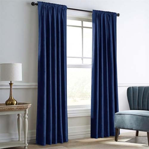 Dreaming Casa Velvet Room Darkening Curtains 108 Inch Long, 2 Panels, Royal | Rod Pocket & Back Tab Top, Blackout Thermal Insulated Window Treatment Drapes for Living Room Bedroom, Each 52"W x 108"L - color: Royal Blue, size: 52"W x 108"L (Pack of 2)