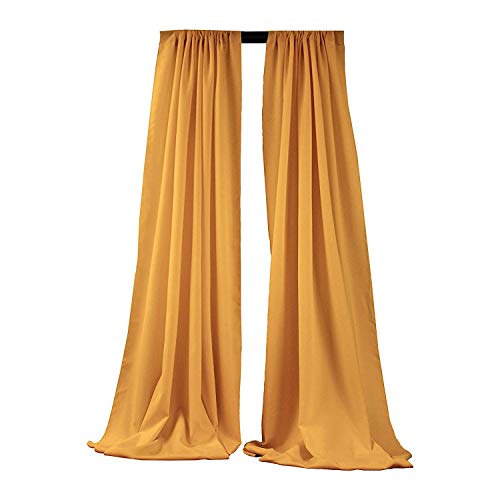 New Creations Fabric & Foam Inc, 5 Feet Wide by 10 Feet High Polyester Poplin Backdrop/Drape Curtain with 4" Rod Pocket on top, 1 Pair (Gold) - color: Gold