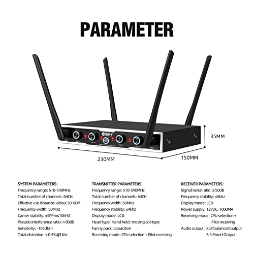 D Debra Audio Pro DU4004 UHF 4 Channel Wireless Microphone System with Lavalier Headset Mics, Ideal for Meeting Church Speech (4 Bodypack) - color: 4 Bodypack
