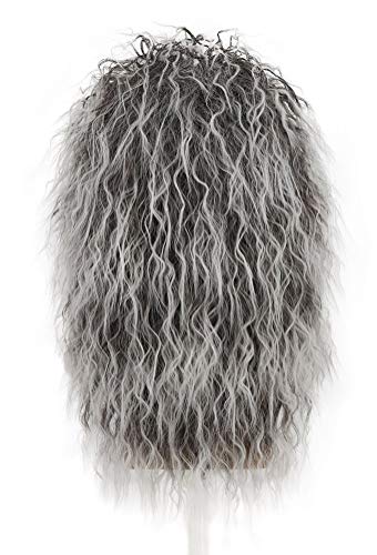 VGbeaty Adult Men Women Long Curly Gray Gradient White Wig 70s 80s Rocker Mullet Halloween Costume Cosplay Wig | 70s 80s Rocker Halloween Costume Cosplay Wig - color: Gray Gradient White