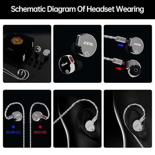 CCA Phoenix in-Ear Monitor Headphones, Dual-Magnet Dynamic Driver IEM with HiFi Clear Sound & Deep Bass, Full-Metal Professional Gaming Earbuds for Musicians, Singers, and Audiophiles(3.5mm Plug) - color: Dark-Grey, style: Without Mic,3.5mm