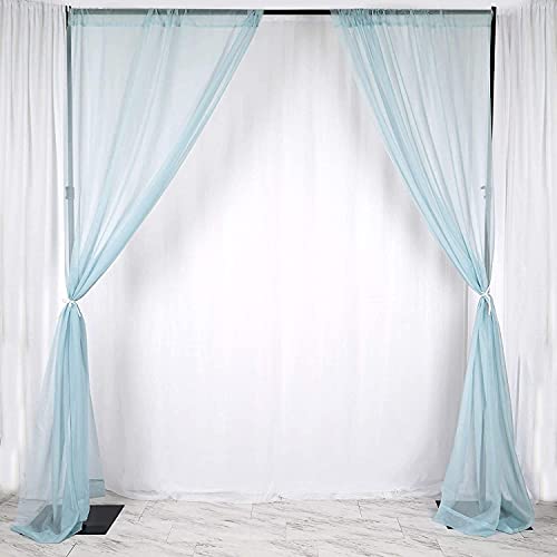 New Creations Fabric & Foam Inc, Fire Retardant/Resistant, Sheer/See Through Voile Chiffon Backdrop Drape Panel Room Divider, Pipe & Drape (2 Panels 5 Feet Wide x 9 Feet Long, Light Blue) - color: Light Blue, size: 2 Panels 5 Feet Wide x 9 Feet Long