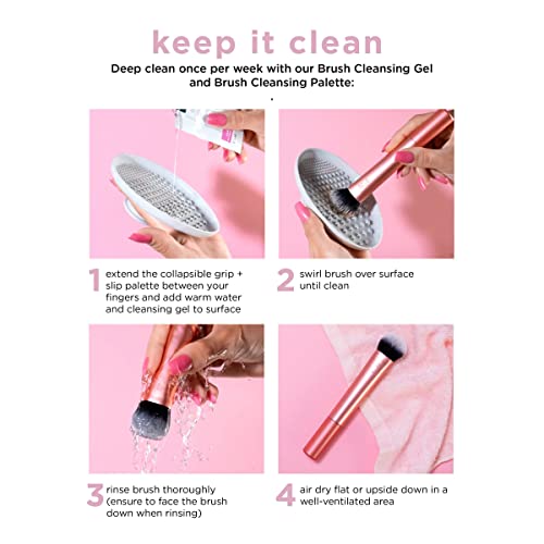 Real Techniques Prep and Prime Makeup Brush Set, Ideal for Exfoliating & Applying Primers, Moisturizers, & Serums, Skincare Tools, Synthetic Bristles, Cruelty-Free & Vegan, 4 Piece Set - color: Black;Silver, size: 4 Count (Pack of 1)