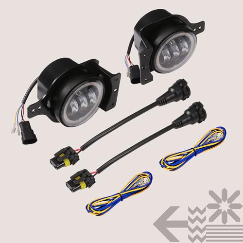 TRUE MODS 60W 4 Inch LED Fog Lights for 2018-2026 Jeep Wrangler JL Sport - size: JL/JT Plastic Sport Bumper, style: Halo + Turn Signal | White