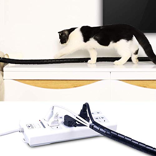 10FT Cable Management Sleeve EZ Cord Bundler 1" Diameter w/Zip Clip Zipper Wire Wrap Cord Organizer Cable Tube Hider Flexible & Expandable Home & Office Wire Concealer for PC TV Computer Cinema - size: 1" Dia