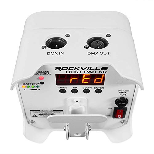 Rockville Best PAR 50 White RGBWA+UV Par Light 3-Pack with RLB80 Travel Bag | Up to 15-Hour Rechargeable Battery, Wireless DMX, 6/10 Channel, 3-Pin, 24W, IRC Remote, Sound Activated, Up-Light, 4-items