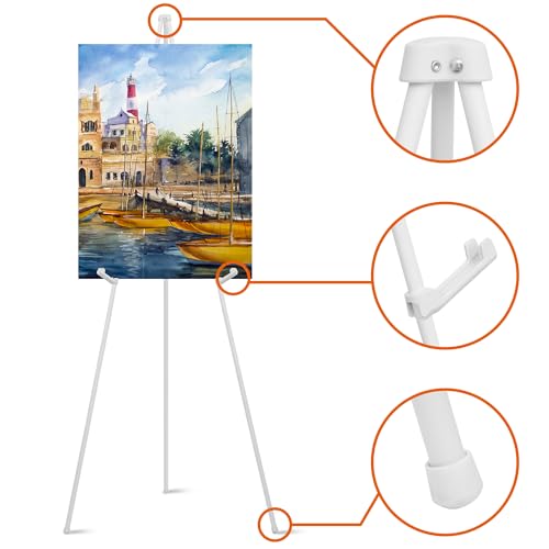 ARTASY 63" Easel Stand for Wedding Signs, White, 1 Pack with Carry Bag - color: White