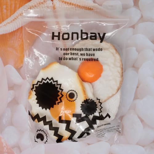 Honbay 4PCS Lifelike Artificial Fake Food PVC Resin Fried Eggs Realistic Simulation Cooked Egg Imitation Food Model Props for Home Party Halloween Decoration Market Food Sample Display