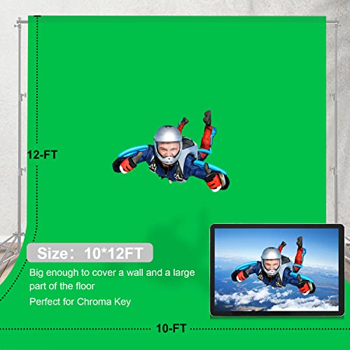 12 X 10 FT Large Green Screen Backdrop for Chromakey Photography Background - color: Green