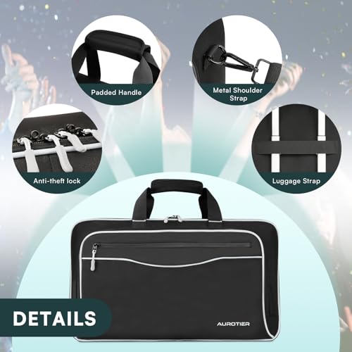 AUROTIER DJ Bag for DDJ-FLX4/DDJ 200/DDJ 400/DDJ REV1, Padded DJ Controller Crossbody Bag with 4 Pockets for 17.3 Inch Laptop, Cables, DJ Mixer Case with Adjustable Shoulder Strap for DJ Equipment - color: Grey