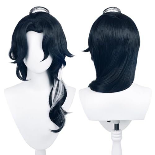 Black Highlight White Curly Regrator Cosplay Wig Heat Resistan Synthetic Fiber Hairs for Uniex Adult Halloween Christmas Cos Party Replacement Wigs - color: Black Highlight White Curly