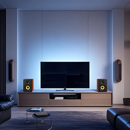 Sanyun SW206 80W 2.0 Active Bookshelf Speakers, Dual-Mode Creator & Music | 4" Carbon Fiber + 25mm Silk Dome, 24bit DAC, 6.35mm TRS Balanced + (Optical/Coaxial/AUX/USB/BT) Inputs, MDF, (Pair, Red) - color: Red