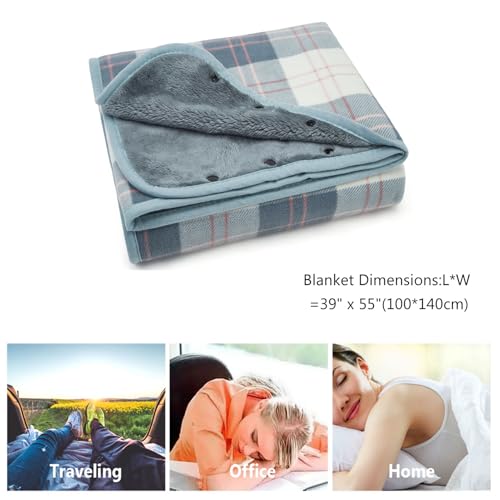 forestfish Fleece Wearable Blanket Oversized, Comfy Lightweight Lap Blanket Poncho Throw With Buttons, 63“x 55” - color: Light Blue, size: Large(63"x55")