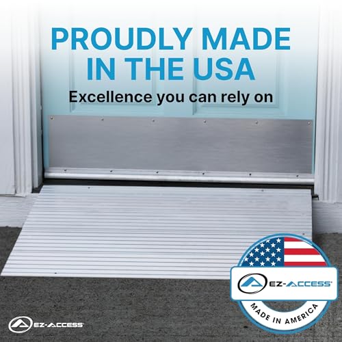 EZ-ACCESS Transitions Modular Entry Ramp, Self Supporting, Aluminum, 3 in | For Home Steps, Door Thresholds, and Sliding Doors, Adjustable Modular Transitions, Walker and Wheelchair Access, 3” Rise - size: 3 Inch