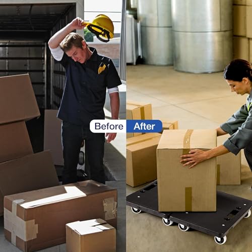 Heavy Duty Furniture Movers with Wheels 2 Pack, Portable Small Flat Moving Dollies for Heavy Furniture, Sofa Appliance Cabinet Movers, 440 lbs Capacity - color: Furniture Movers 2 Pack - Black