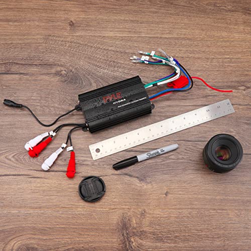 Pyle 4 Channel Marine Amplifier 800 Watt | Waterproof Amplifier with RCA Input & Electronic Crossover Network | Anti-Thump Power Protection & Remote Volume Control | 2 & 4 Ohm Stable with RCA Input