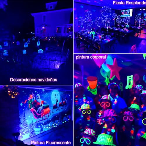 2 Pack 50W LED Black Light, Blacklight Flood Light with US Plug and Switch | IP66 Waterproof Black Lights for Neon Glow Party Glow in The Dark, Halloween, Body Paint, Fluorescent Poster - size: M-72LED