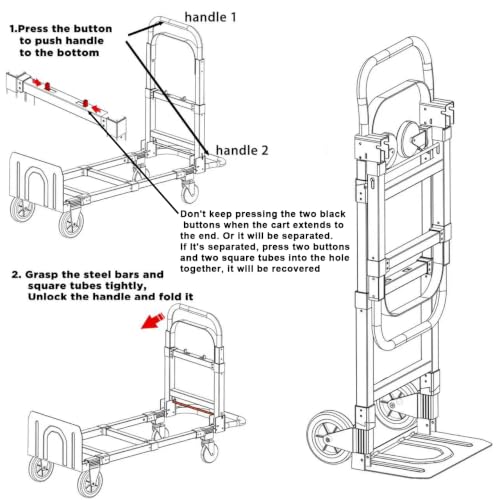Suzhi Foldable Hand Truck Moving Dolly Cart with 4 Wheels, 500 Lbs Load,2 Straps, Pre-Assembled, Save Room, Easy Folding Dolly for Furniture, Appliances, Boxes, Warehouse & Office Transport - color: Black