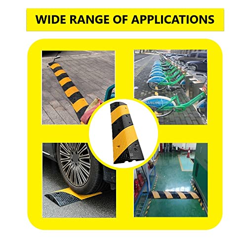 Nisorpa 40" Rubber Speed Bump 2-Channel Heavy Duty Cable Protector Ramp with 4 Bolts 22000lbs Load Driveway Modular Traffic Driveway Speed Humps for Garage Gravel Roads Asphalt Concrete - 3.3 Feet