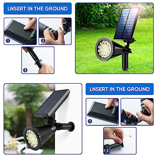 KEV 800 Lumens Solar Spot Lights Outdoor,4 Pack 18 LEDs Solar Flood Lights with 2 Modes &Adjustable &IPX65 Waterproof,Solar Spotlight for Driveway/Backyard/Patio Landscape/Tree/Garage(Warm White) - color: Warm White-4 Pack