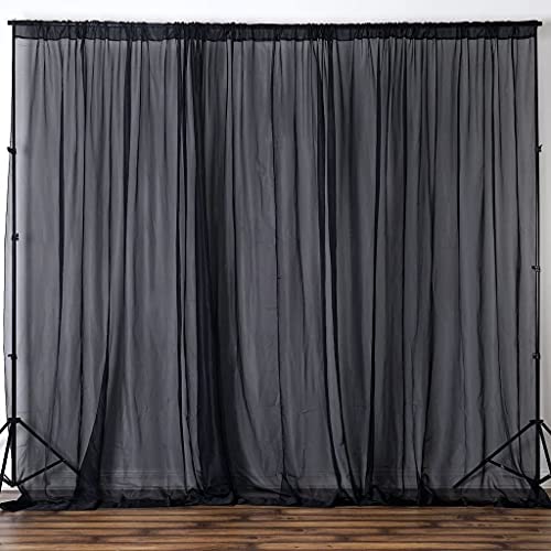 Fire Retardant Resistant, Sheer Voile Chiffon Fabric Draping Panels | Voile Fabric - 120" Wide | Use for Backdrop Curtain (1 Panel Seamless 10 Feet Wide x 8 Feet Long, Black) - color: Black, size: 1 Panel Seamless 10 Feet Wide x 8 Feet Long