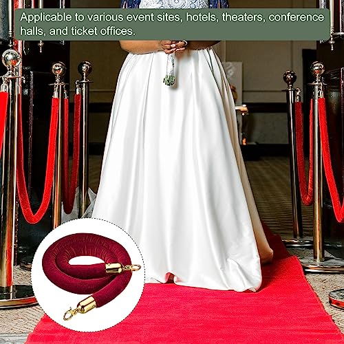 YOKIVE 2 Pcs Dark Red Velvet Stanchion Rope Crowd Control Barrier Rope, Manage The Crowd, Great for Hotels, Theaters, Ticket Offices (Golden, 4 Feet) - color: Dark Red, Golden, size: 4 Feet