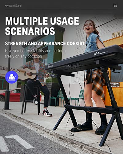 Donner Folding Keyboard Stand, Z-style Heavy-Duty Portable Piano Stand, Adjustable and Collapsible, Suitable for 37 54 61 88 Key MIDI Keyboard Electronic Keyboards Digital Pianos, DKS-100 - size: Z-style Foldable