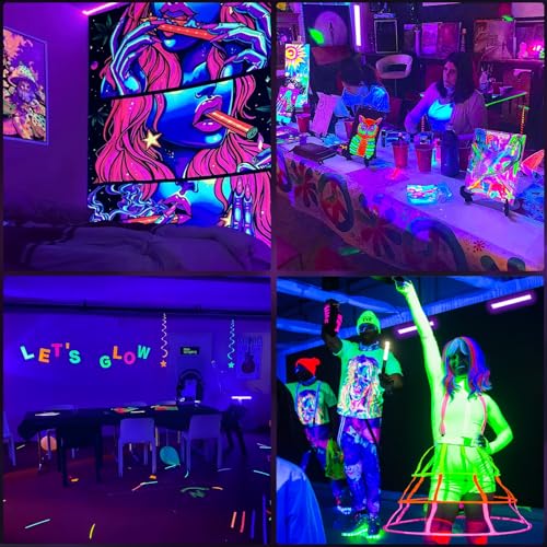 16 Pack 40W LED Black Light Bar, Glow Party Supplies for Halloween